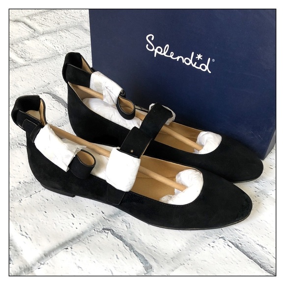 Splendid Shoes - NEW Splendid Black Suede Ankle Strap Ballet Flats